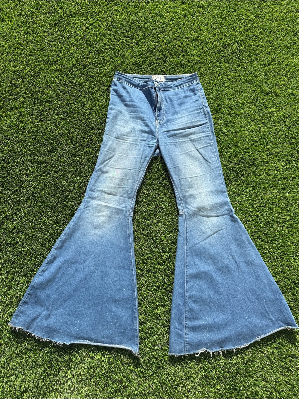 Free People Medium Blue High-Rise Flare Jeans